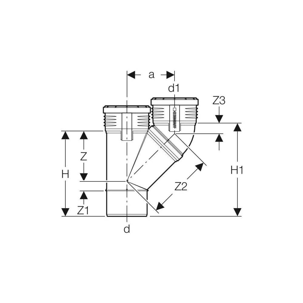 Geberit GE Silent-PP Parallelabzweiger, 45 Gr., d110/110mm, 1 Stk.