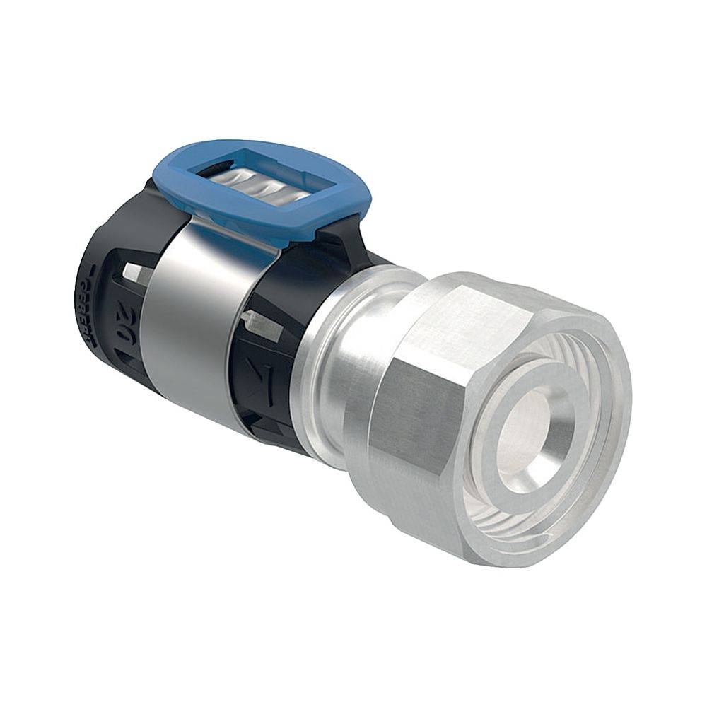 Geberit FlowFit Anschluss für Eurokonus, mit Überwurfmutter bleifreie Siliziumbronze, D 16mm, G 3/4", vernickelt