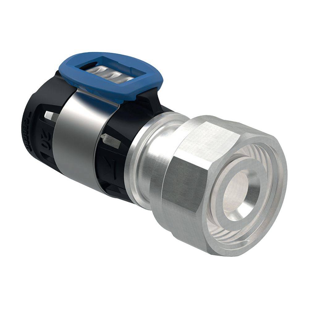 Geberit FlowFit Anschluss für Eurokonus, mit Überwurfmutter bleifreie Siliziumbronze, D 16mm, G 3/4", vernickelt