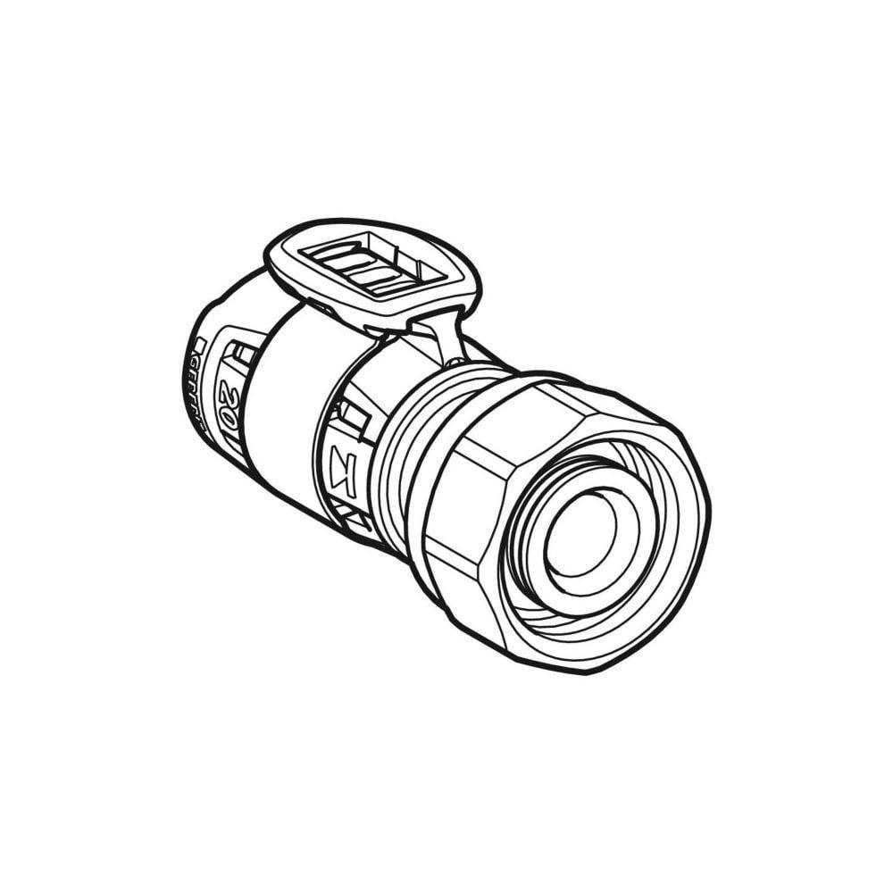 Geberit FlowFit Anschluss für Eurokonus, mit Überwurfmutter bleifreie Siliziumbronze, D 16mm, G 3/4", vernickelt
