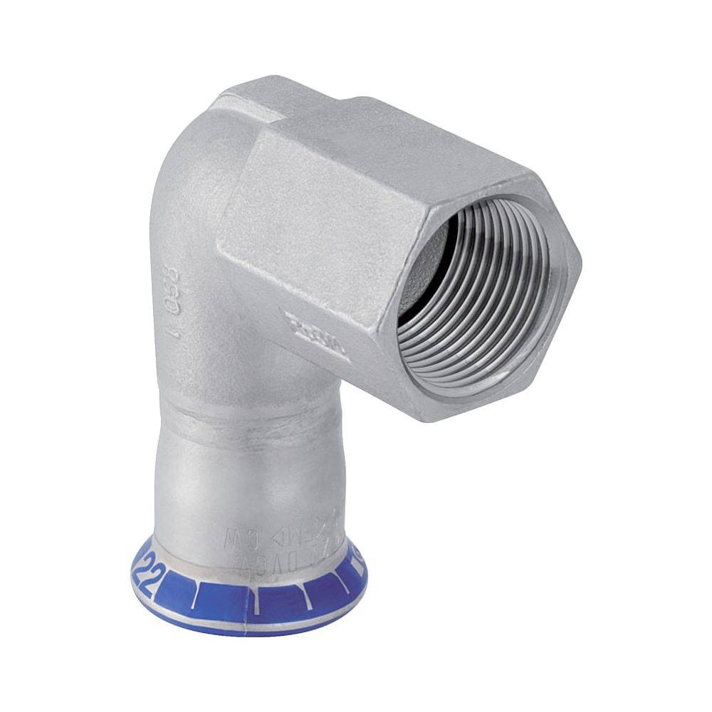 Geberit Mapress Edelstahl Übergangswinkel 90 Grad mit Innengewinde D 28mm, Rp 1", L1 5,4cm