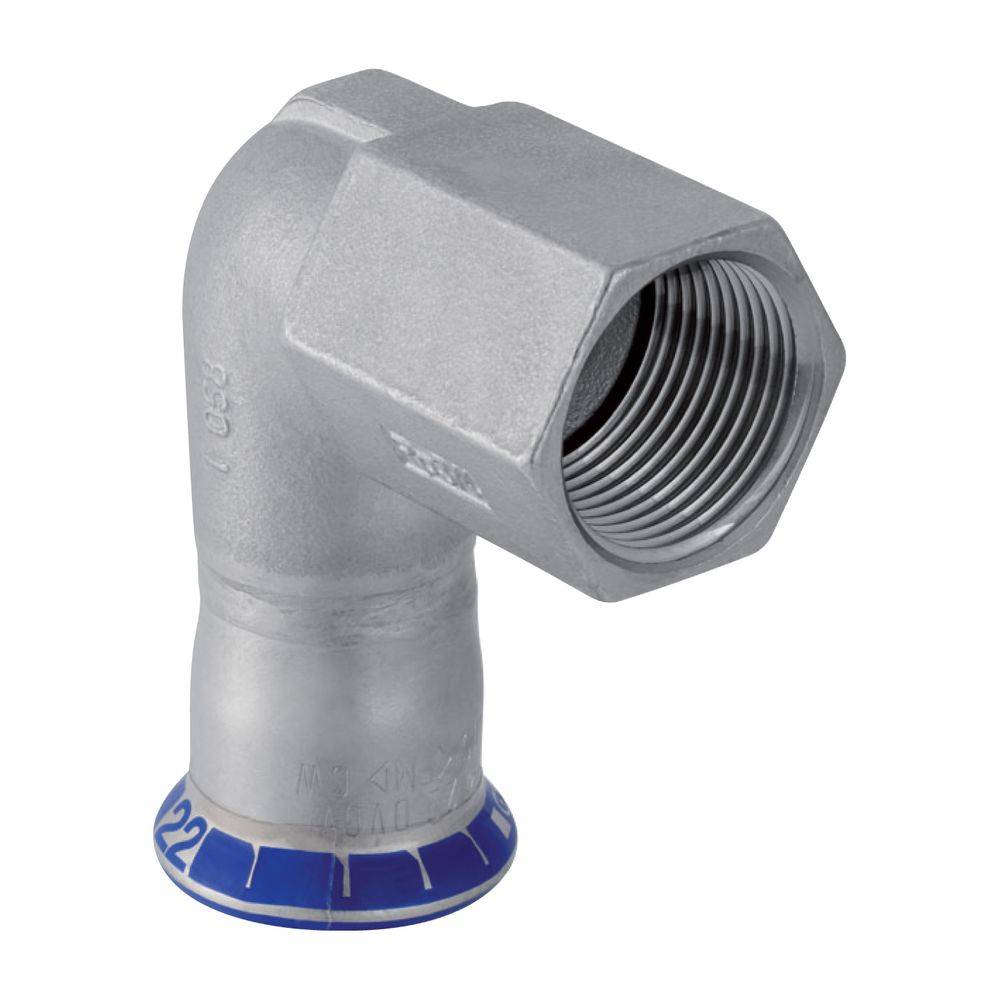 Geberit Edelstahl-Übergangswinkel Mapress, 90°, Ø35mm x Rp5/4", Press x Innengewinde, 1 Stk.