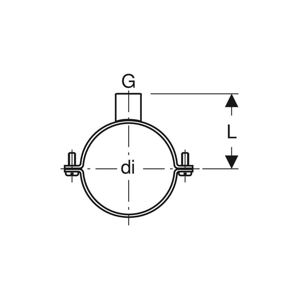 Geberit Rohrschelle mit Gewindemuffe, DN 250, G 1", 250mm, Stahl, Galvanisch verzinkt, 371840001