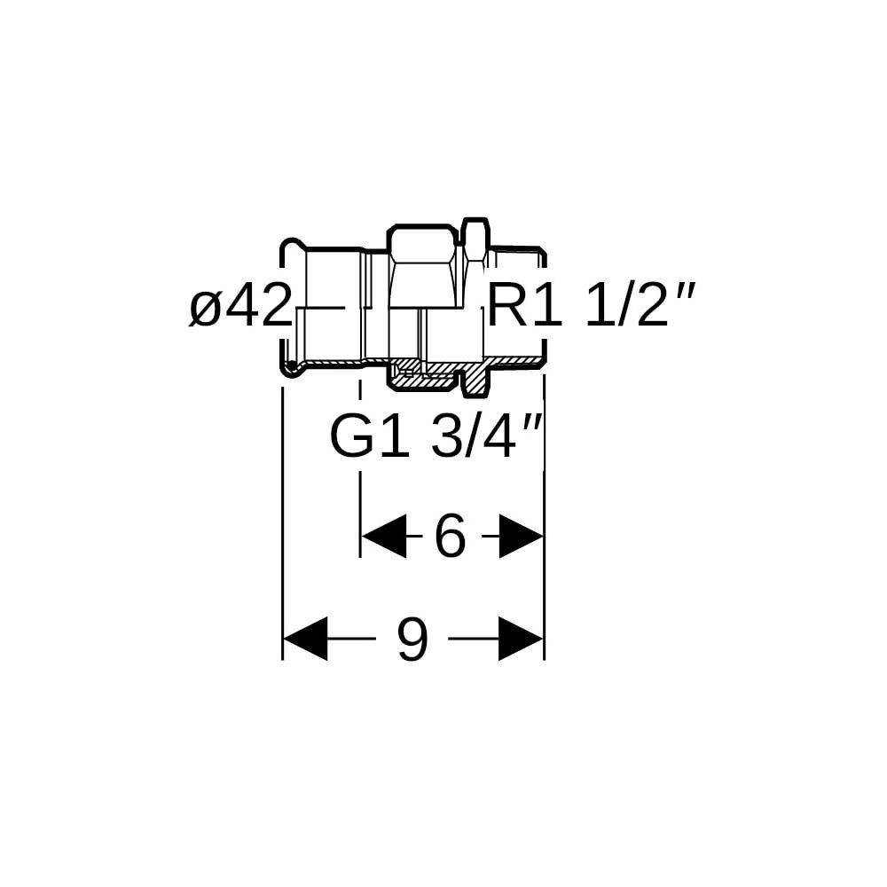 Geberit Uebergangsverschraubung, GE Mapress Therm, d42mm, R6/4, NPW, 1 Stk.