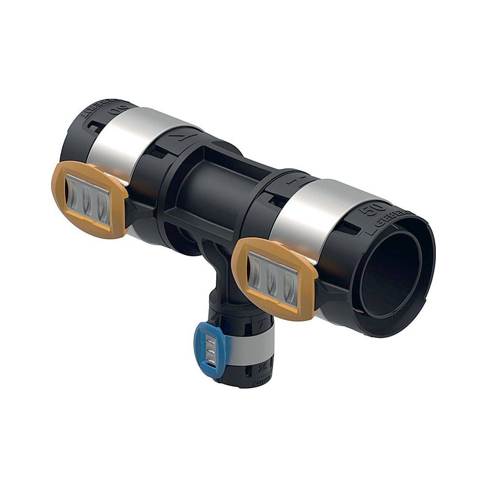 Geberit FlowFit T-Stück reduziert, D 75mm, D1 25mm, D2 PPSU, 620107001