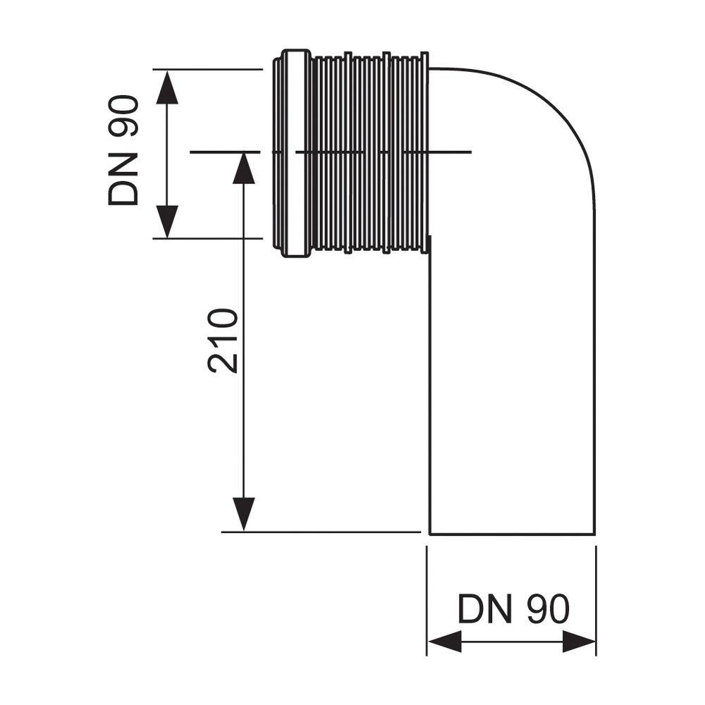 Tece WC-Ablaufbogen DN 90 für Trockenbaumodule, PP