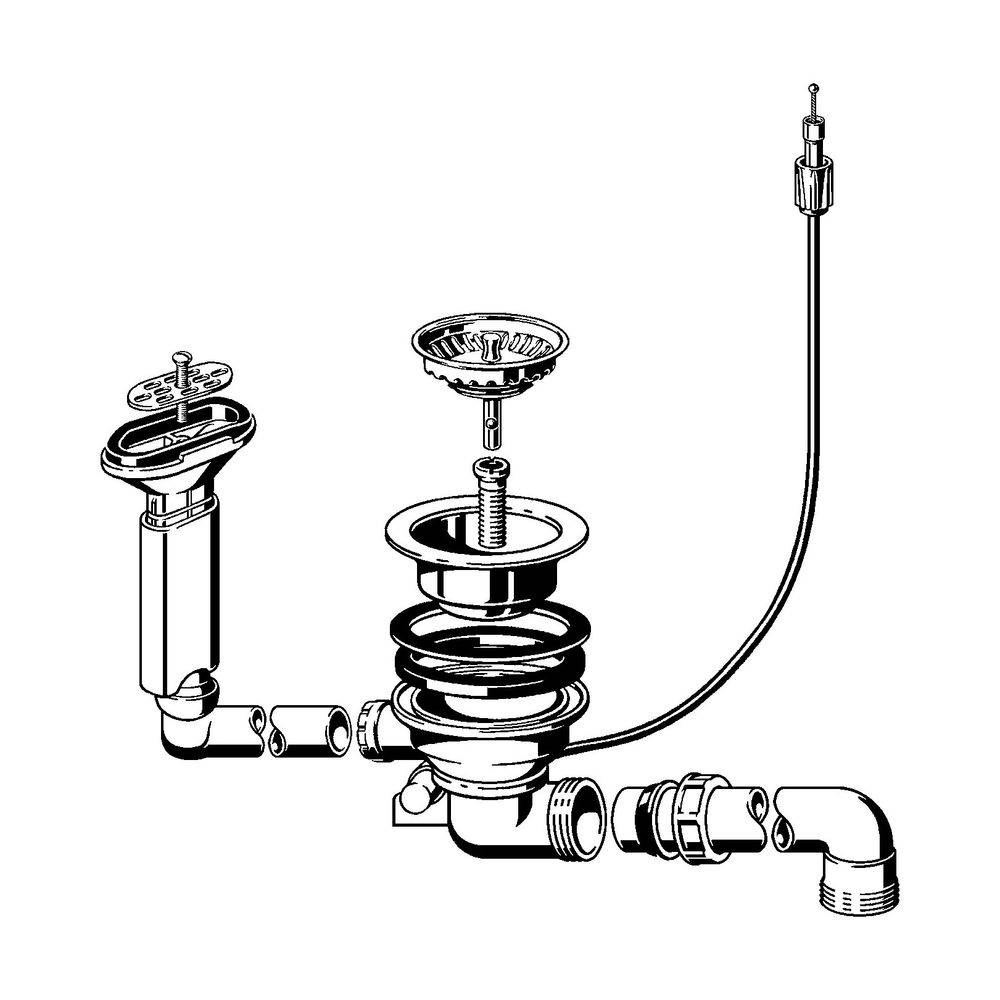 Viega Ab- und Überlauf 7139.163 für Spüle mit Ablaufloch d. 90mm, G 1 1/2" x 114,5mm, Kunststoff, Weiß