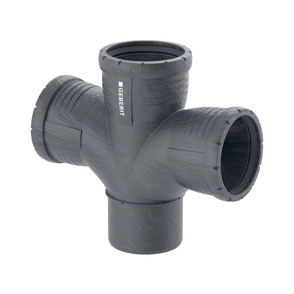 Geberit Silent-Pro Bogenabzweig 87,5 Grad zweifach D 125mm, D1 110mm, D2 110mm