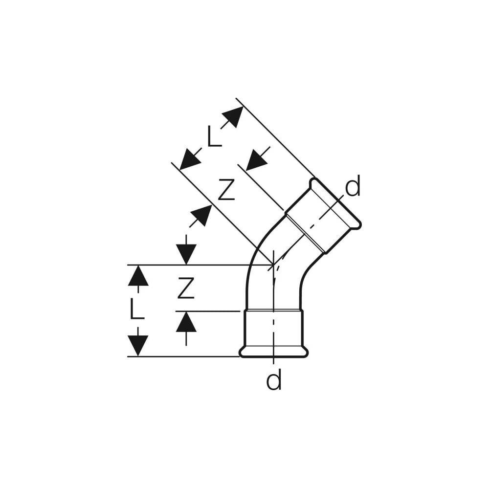 Geberit GE Mapress Therm, Bogen, 45 Gr., d108mm, NPW, 1 Stk.