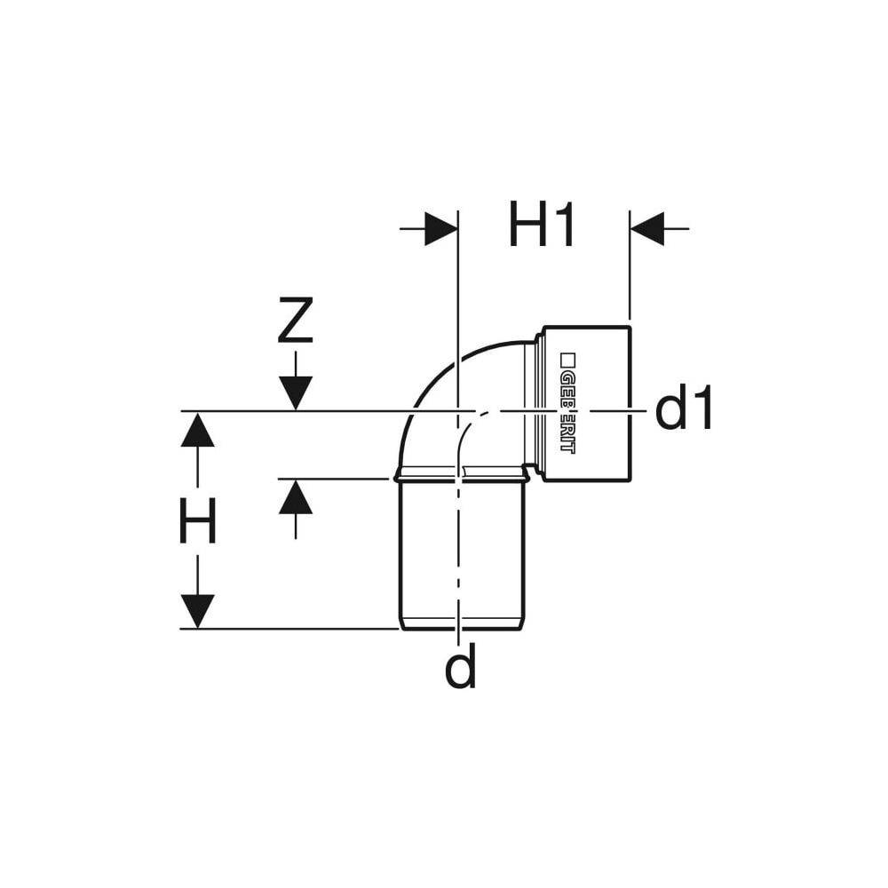 Geberit Silent-PP Anschlussbogen 90 Gr. d50/46mm, 1 Stk.
