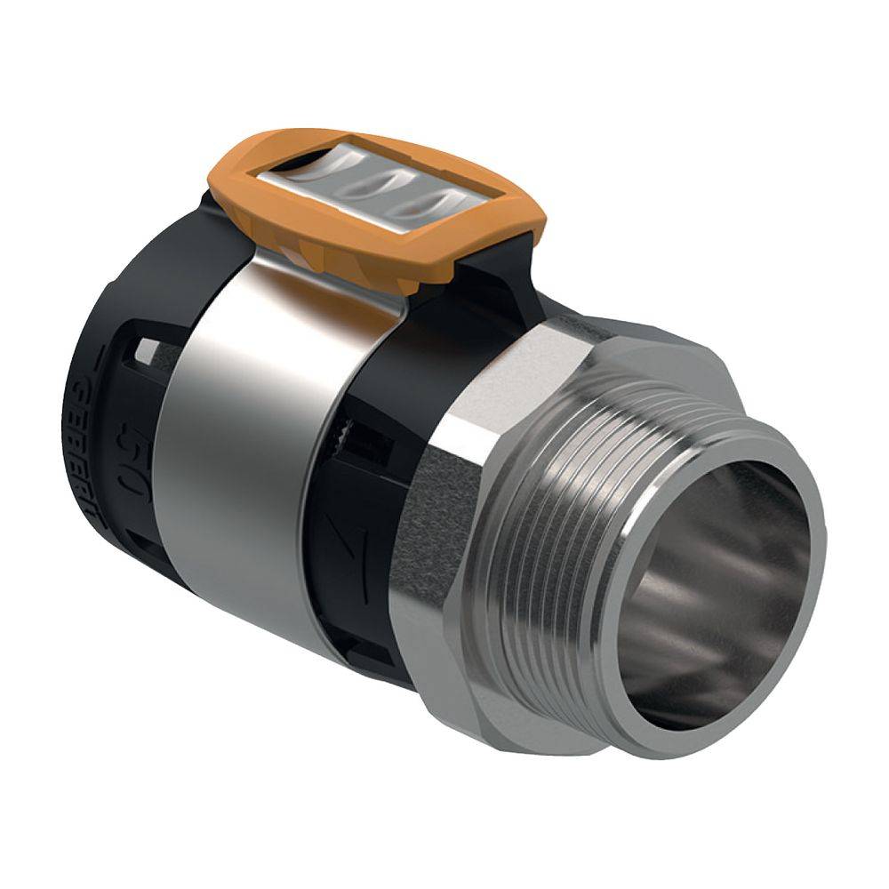 GEBERIT FlowFit Übergang mit Aussengewin Edelstahl d63-R2