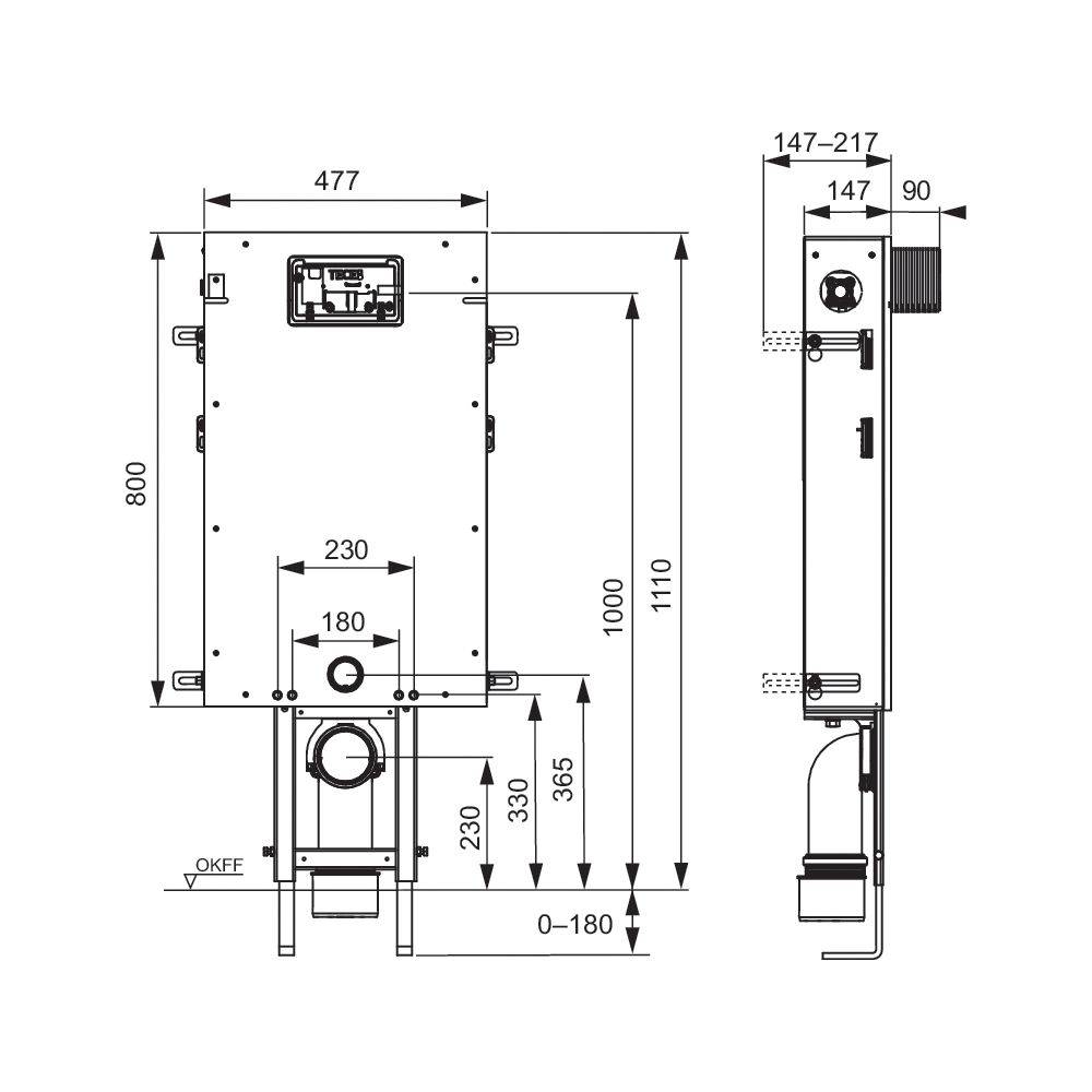 Tece box WC-Modul mit Uni-Spülkasten, Frontverkleidung, Bauhöhe 1110mm