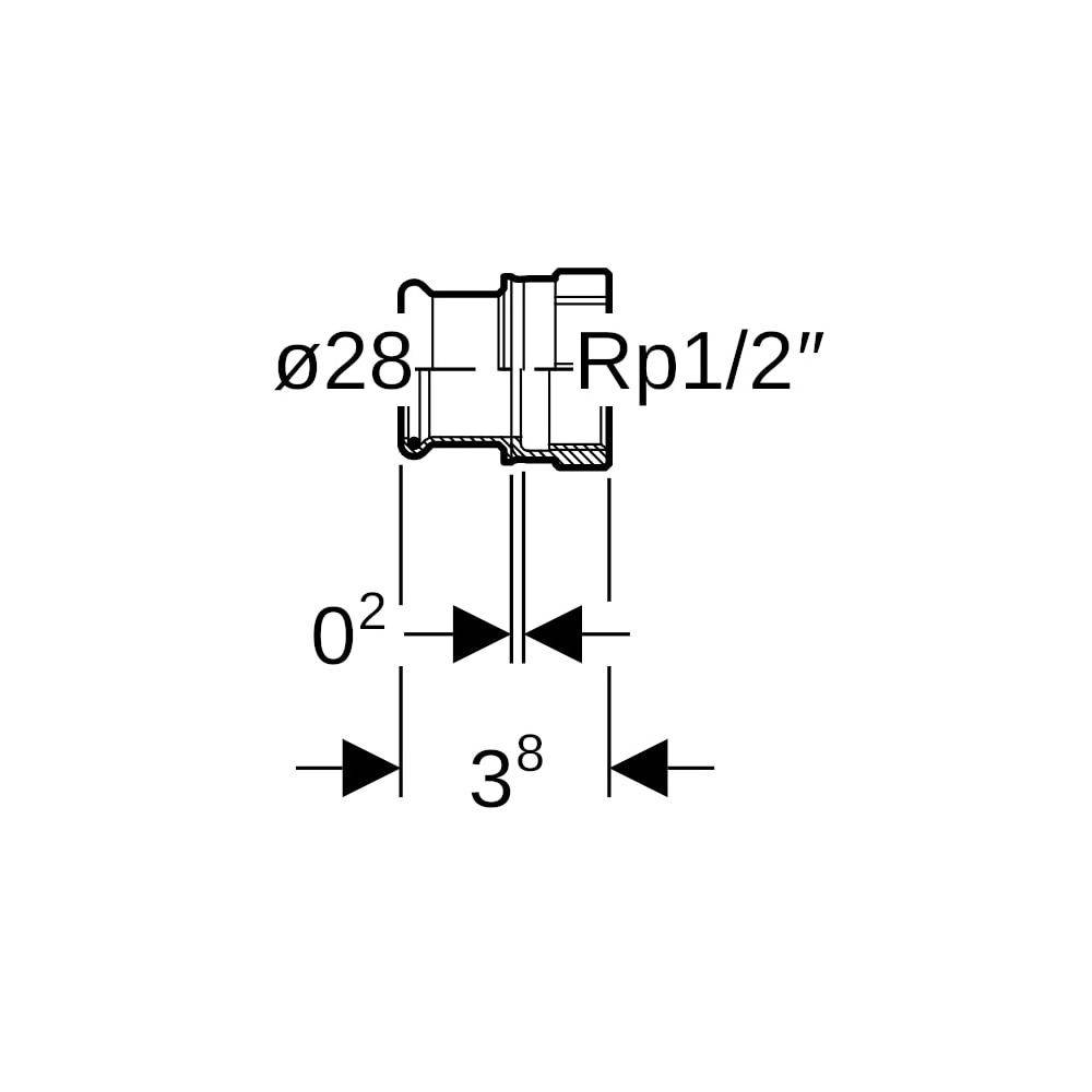 Geberit GE Mapress, Therm Uebergang, d28mm x Rp1/2, NPW, 1 Stk.
