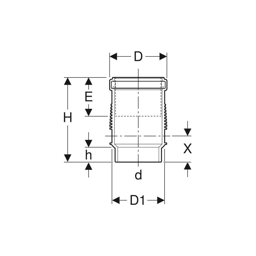GEBERIT Geberit Langmuffe DN 100 Silent-db20 mit Doppelbund d110