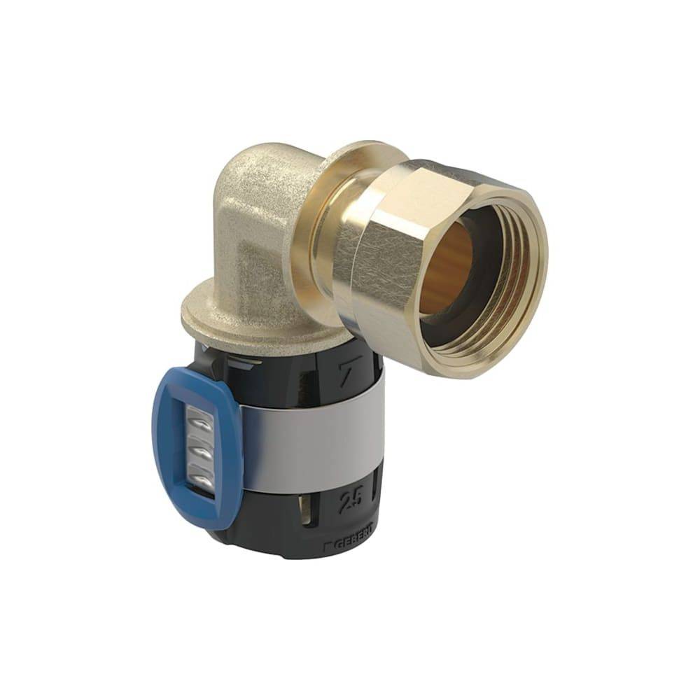 Geberit FlowFit Übergangsbogen 90 Grad mit Überwurfmutter bleifreie Siliziumbronze, D 16mm, ID 11mm, G 1/2"