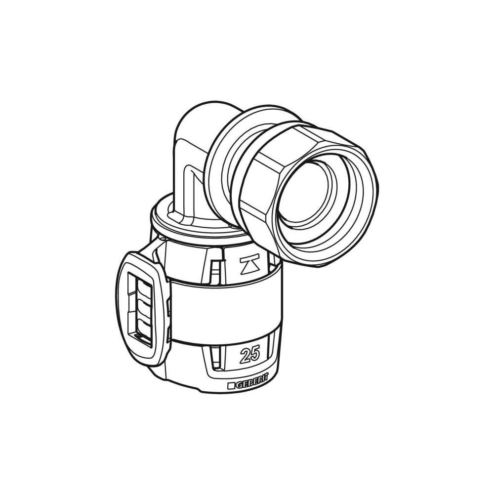 Geberit FlowFit Übergangsbogen 90 Grad mit Überwurfmutter bleifreie Siliziumbronze, D 25mm, ID 20mm, G 1"
