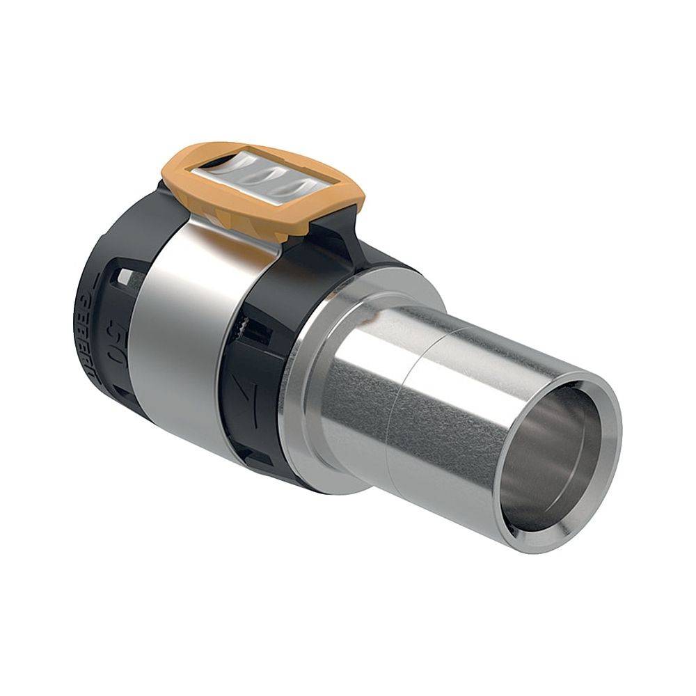 Geberit FlowFit Übergang auf Mapress, mit Einschubende D 63mm, D1 54mm, Edelstahl 1,4401