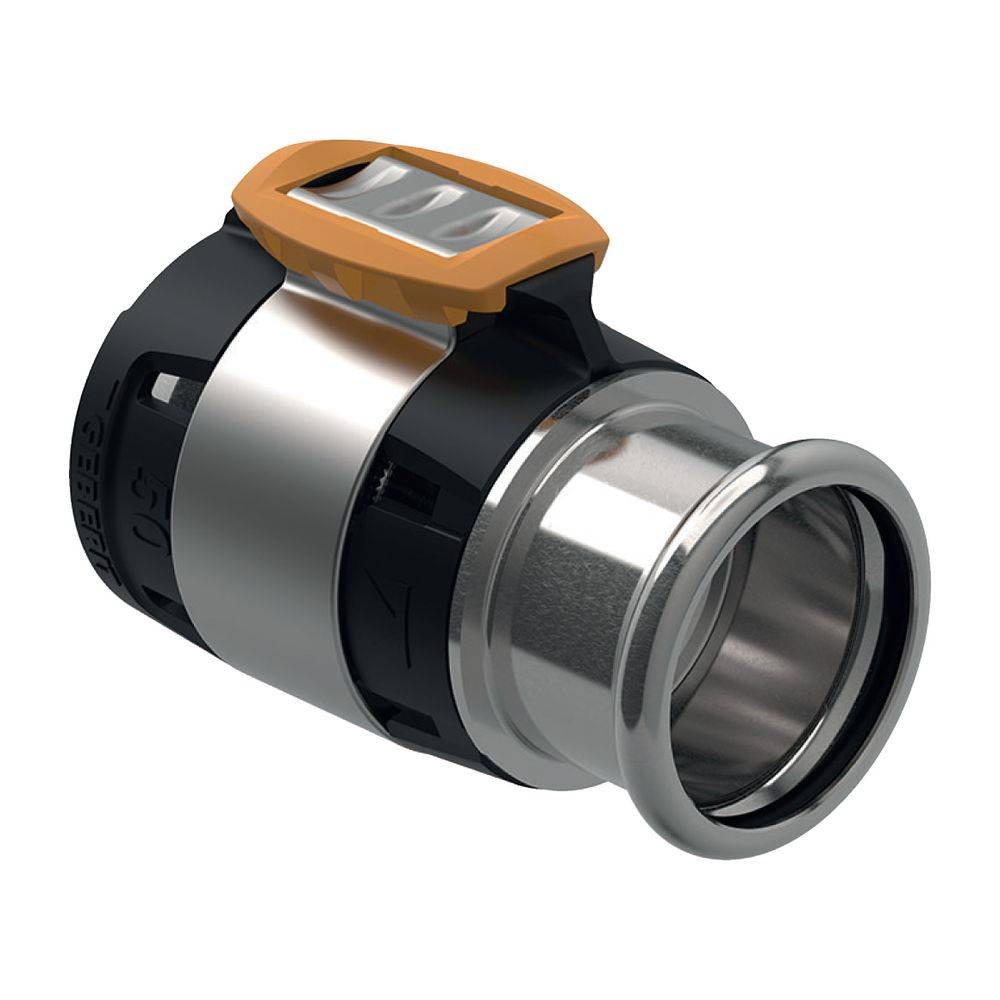 Geberit GE FlowFit, Übergang, Mapress Edelstahl, mit Pressmuffe, d50 x 42mm, 1 Stk.