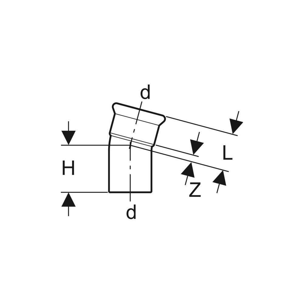 Geberit Mapress Edelstahl Bogen mit Einschubende 15 Grad, Außendurchmesser 42mm
