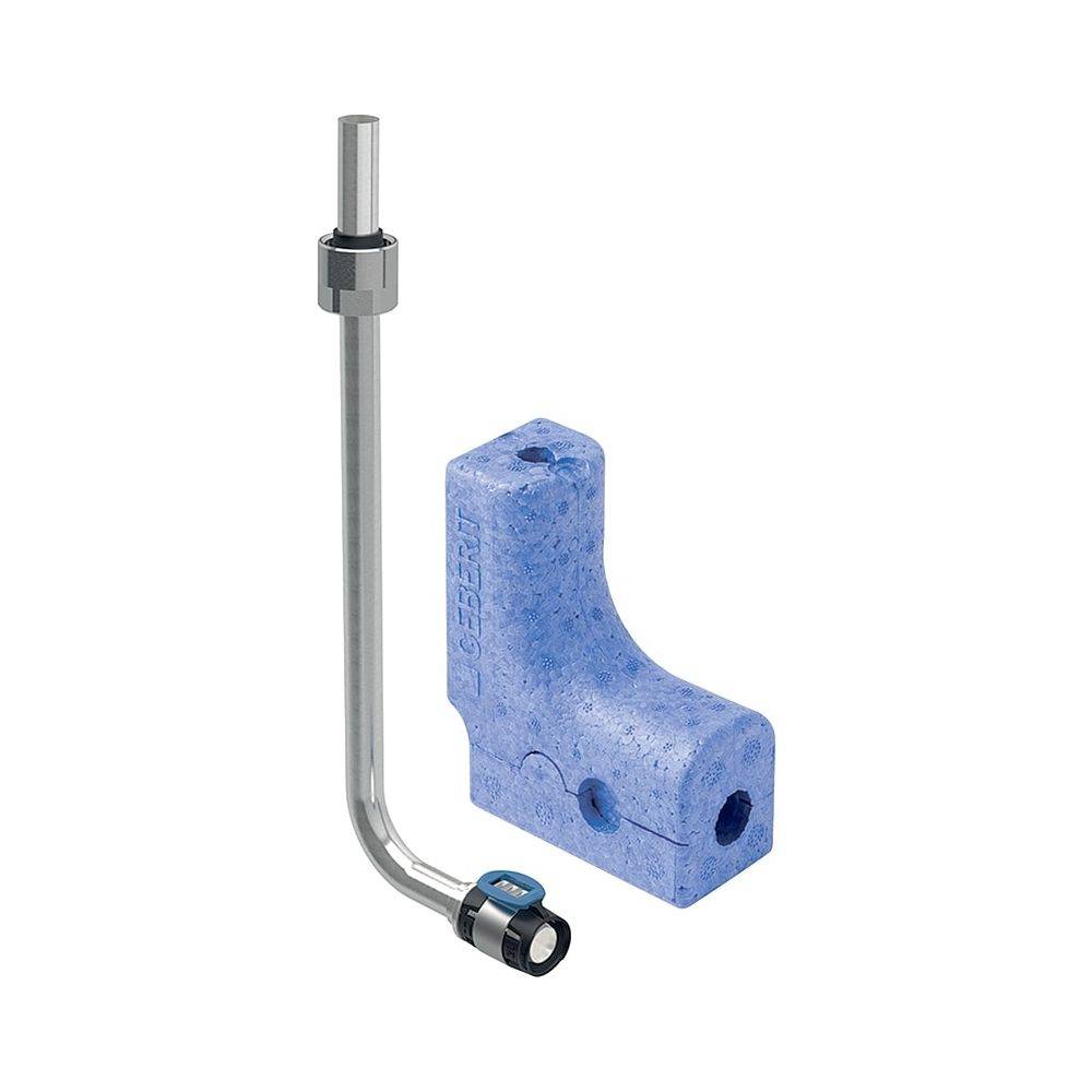 Geberit FlowFit Metallrohr-Anschlussbogen 90 Grad mit Anschlussverschraubung für Eurokonus D 20mm, D1 15mm, L1 30cm,