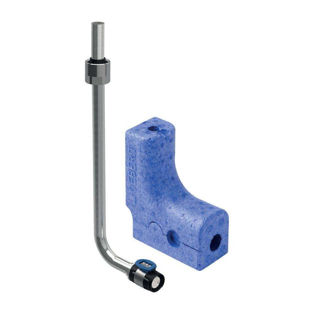 Geberit FlowFit Metallrohr-Anschlussbogen 90 Grad mit Anschlussverschraubung für Eurokonus D 20mm, D1 15mm, L1 30cm,