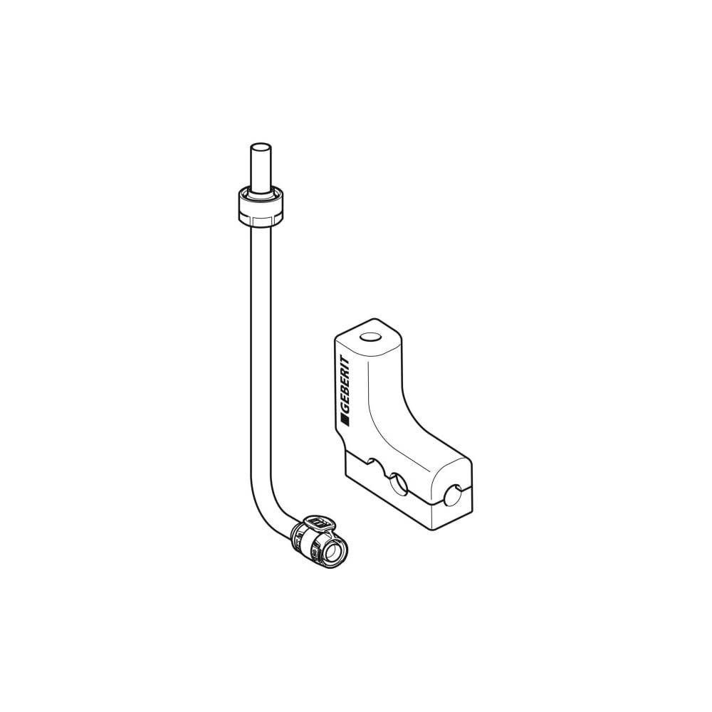 Geberit FlowFit Metallrohr-Anschlussbogen 90 Grad mit Anschlussverschraubung für Eurokonus D 20mm, D1 15mm, L1 30cm,