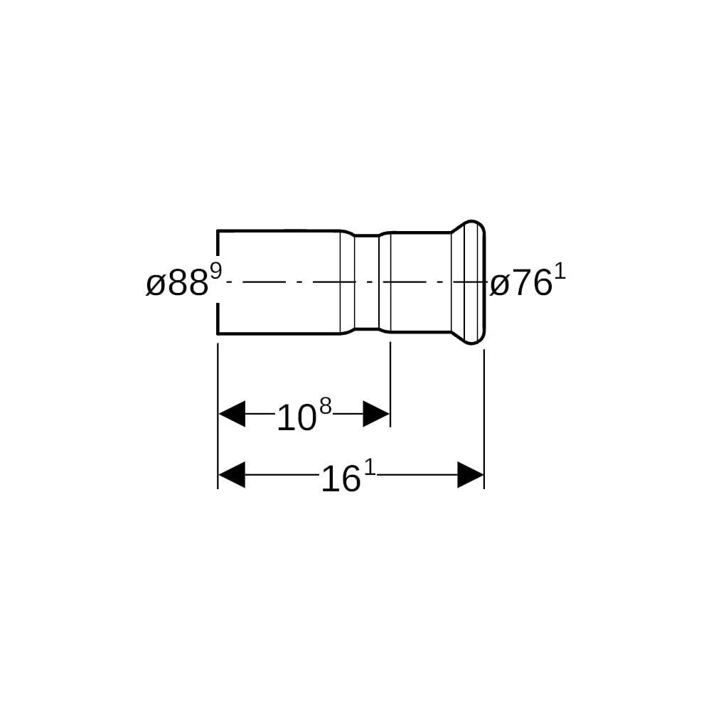 Geberit Mapress Therm Reduktion mit Einschubende D 88,9mm, D1 76,1mm, 42439