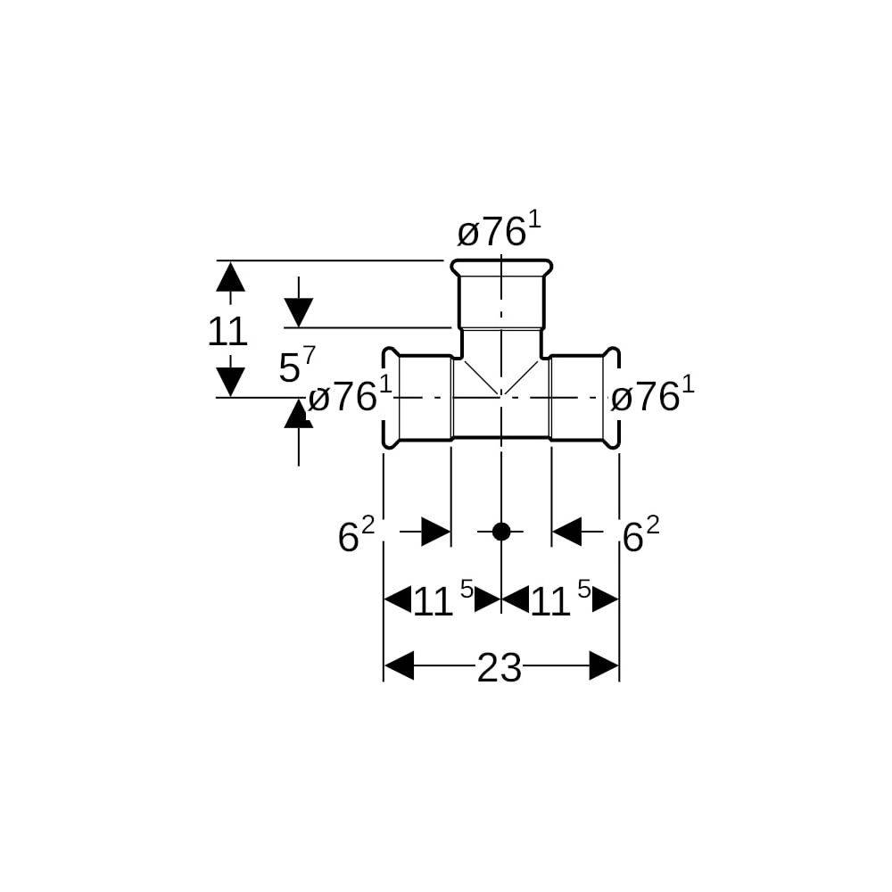Geberit T-Stück Mapress Therm, DN 65, 76,1mm, Edelstahl, 43009