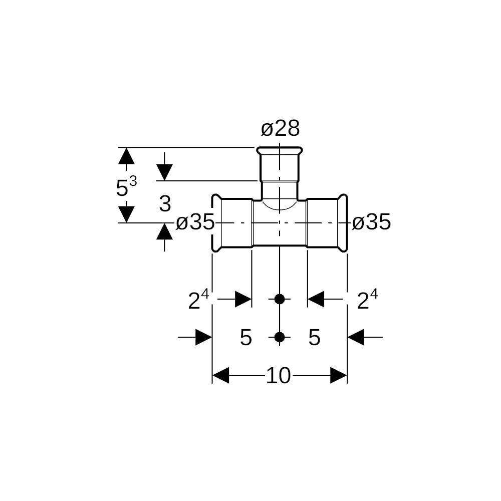 Geberit GE Mapress Therm, T-Stk. red., 35, 28, 35 mm, NPW, 1 Stk.