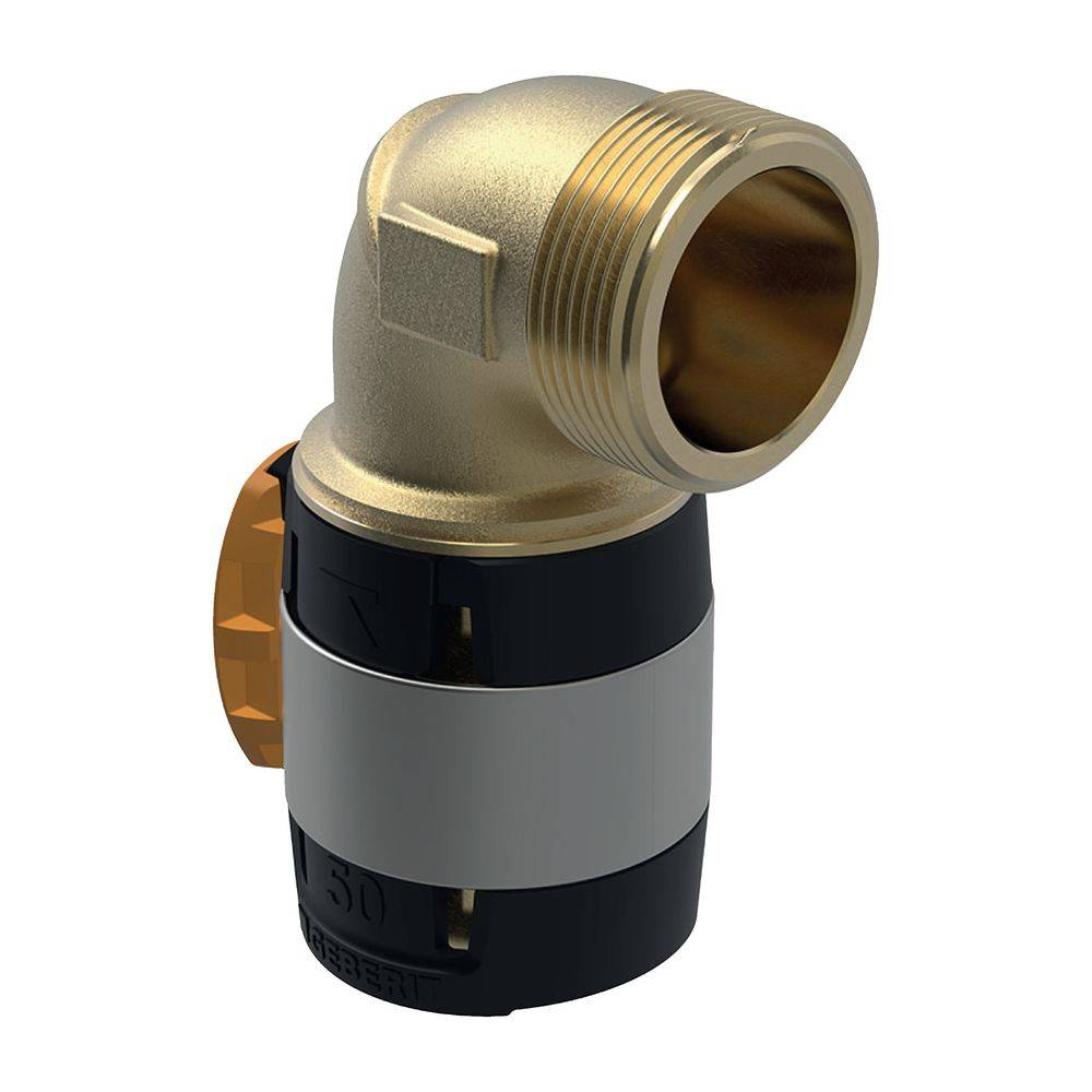Geberit FlowFit Übergangsbogen 90 Grad mit Außengewinde, D 63mm, R 2", Rotguss bleifrei