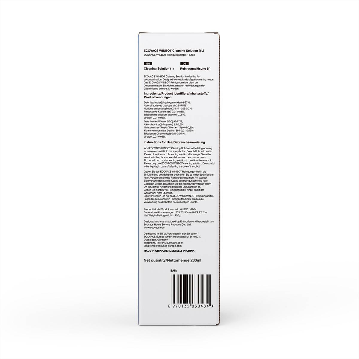 Ecovacs WINBOT Reinigungslösung 230ml, zu Winbots-Serie