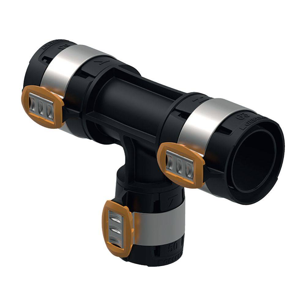 Geberit FlowFit T-Stück reduziert, D 75mm, D1 63mm, D2 PPSU, 620147001