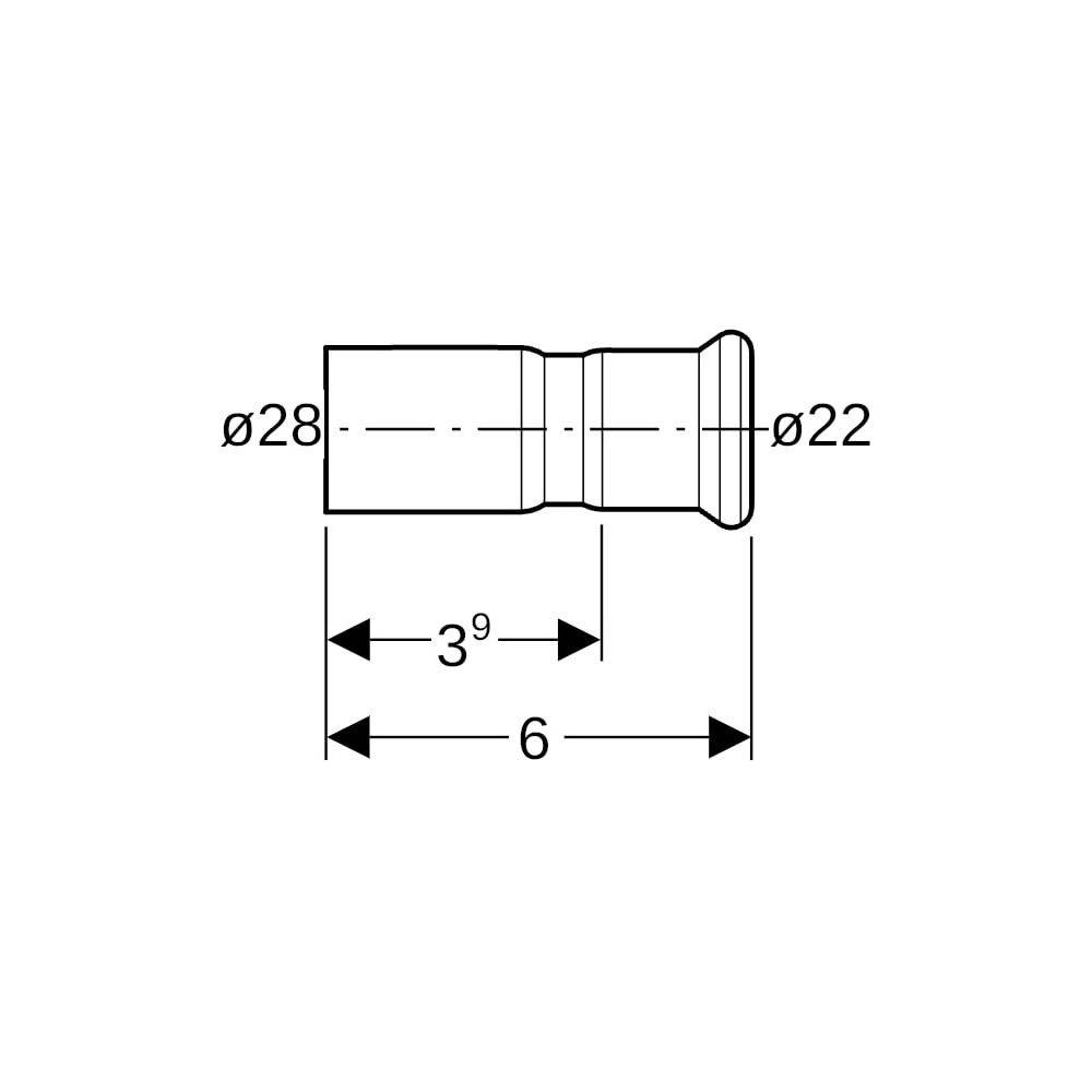 Geberit GE Mapress Therm Reduktion Einschubende, d28 x 22mm, NPW, 1 Stk.