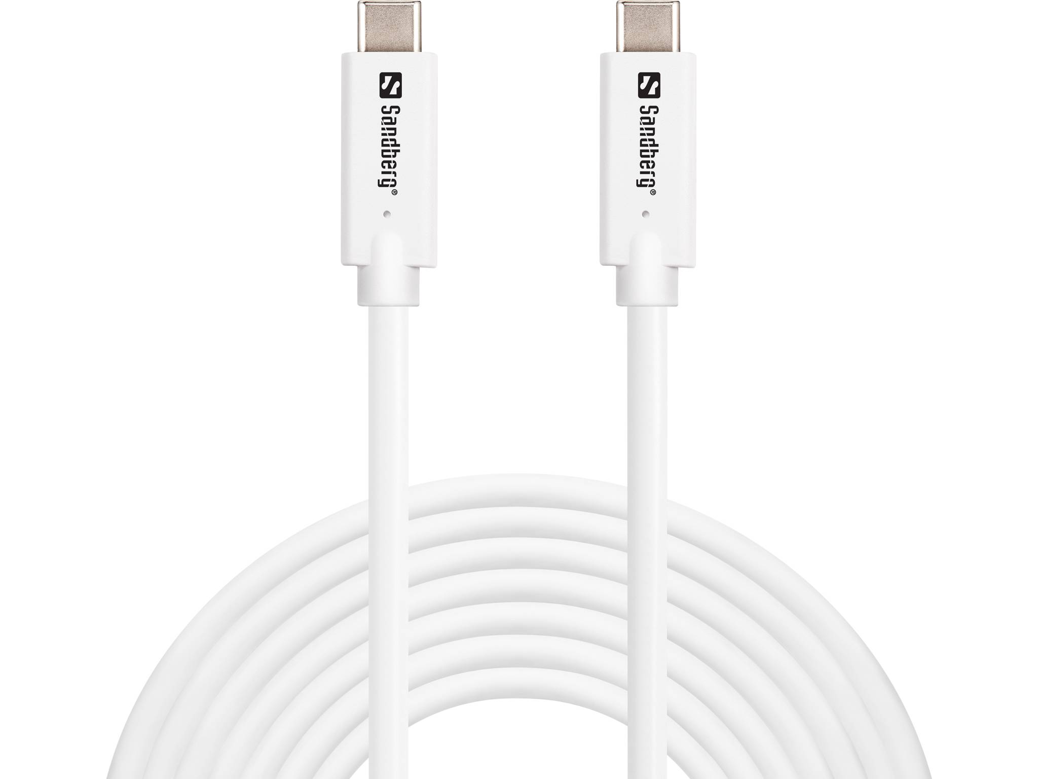 Sandberg 136-76, 5 m, USB C, USB C, USB 3.2 Gen 2 (3.1 Gen 2), 10 Gbit/s, Weiß