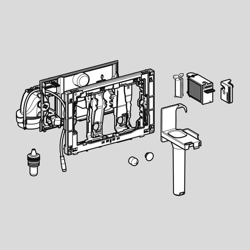 Geberit 115050212, Modul mit automatischer Geruchsabsaugung und Einschub für DuoFresh Stick chrom