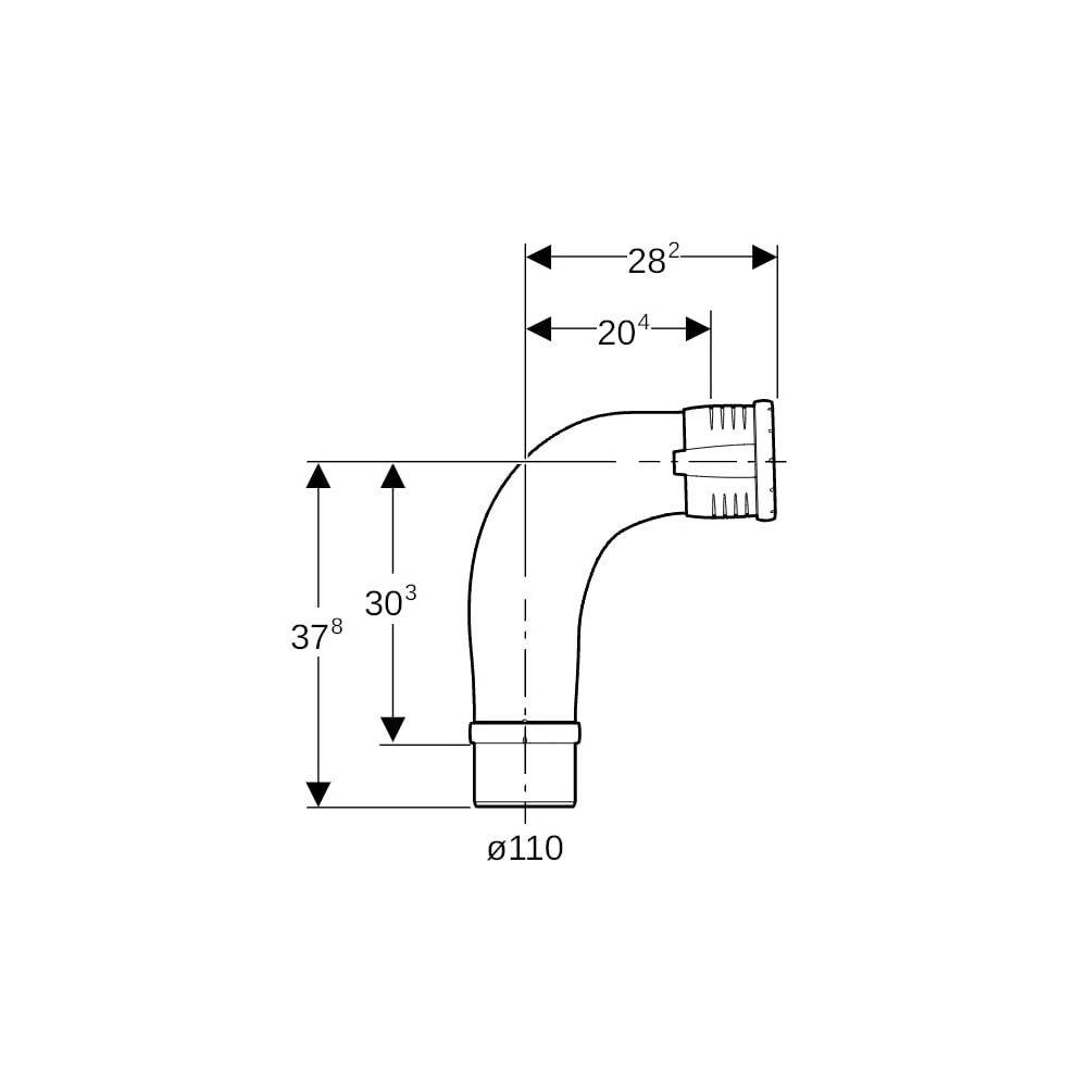 Geberit Bogen Silent-Pro BackFlip, 90 Grad, DN 100, 110mm, PP-MX, Schwarz