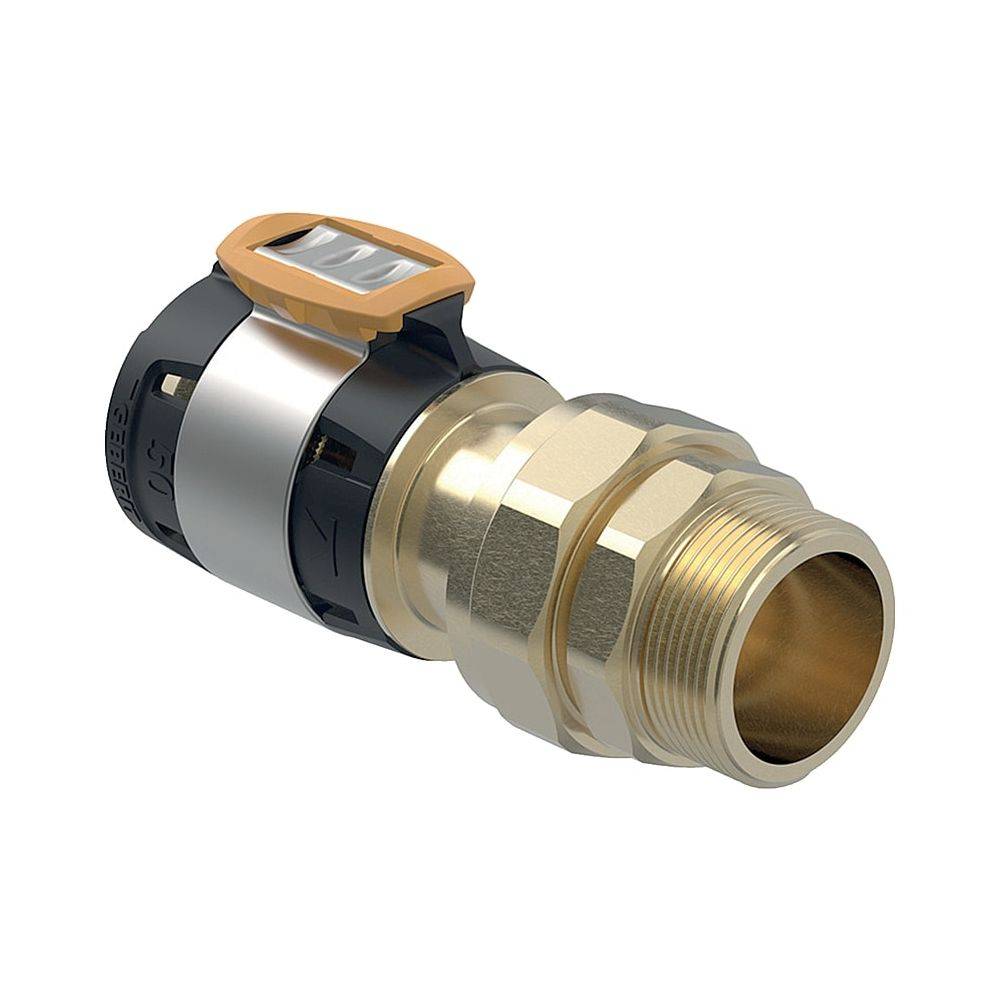 Geberit FlowFit Übergangsverschraubung mit Außengewinde bleifreie Siliziumbronze, D 63mm, R 2", G 2 3/4"