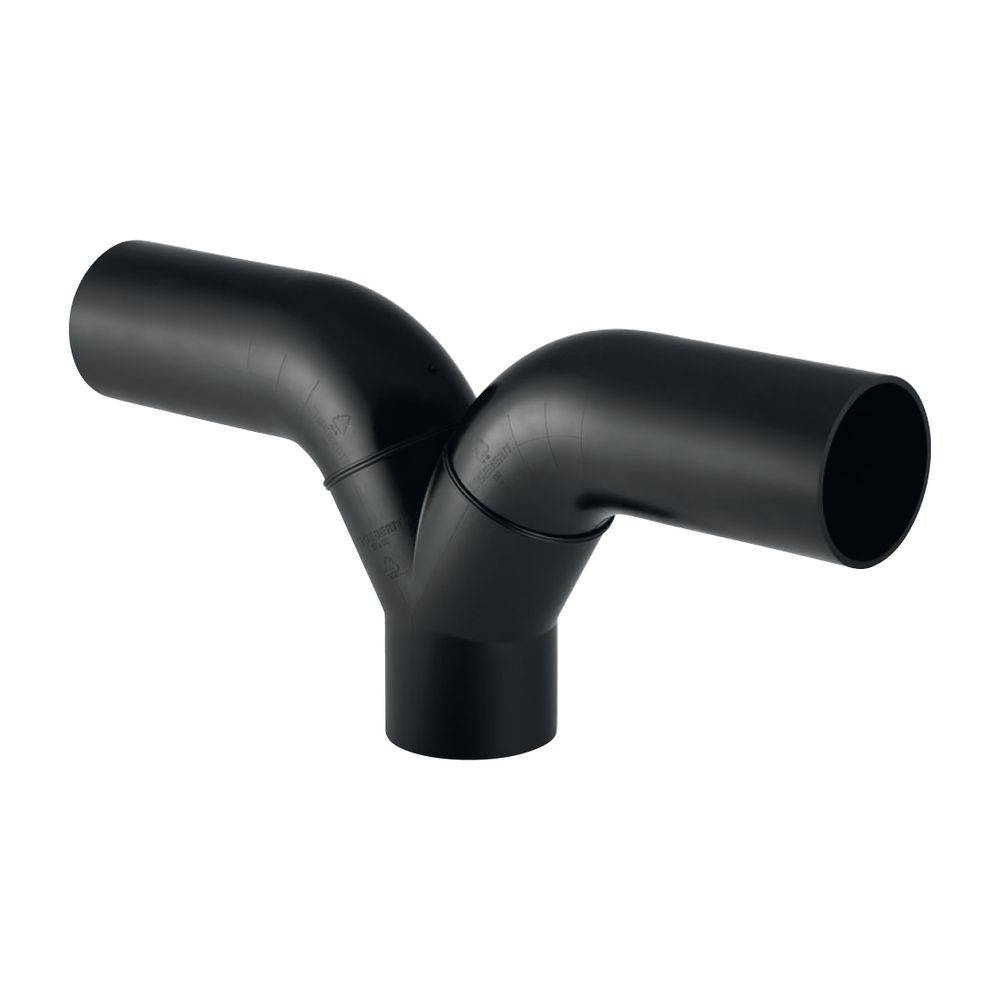 Geberit PE Hosenabzweig 2x90 Grad mit langen Schenkeln D 110mm, D1 110mm