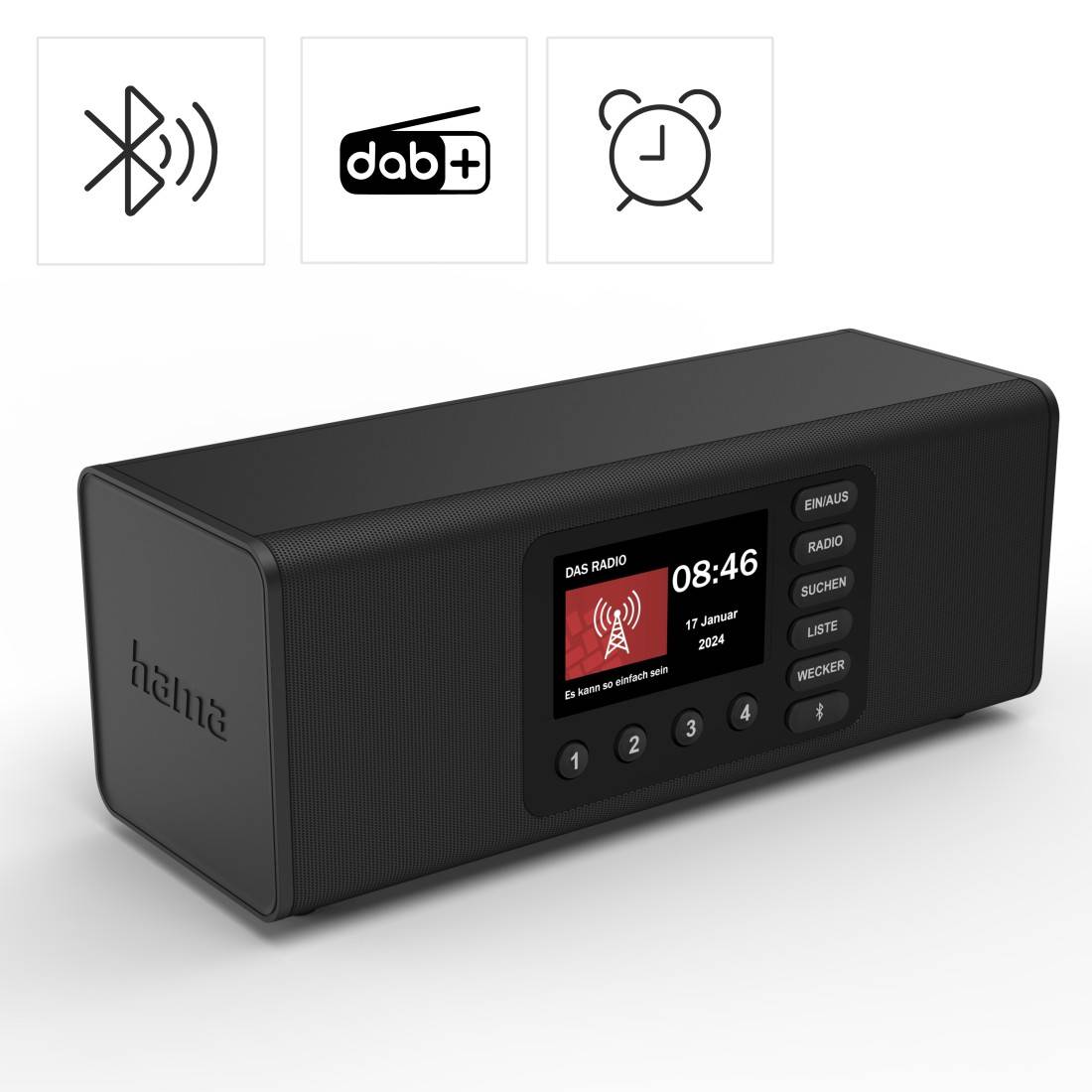 hama 00054298 Digitalradio "DR2002BT", FM/DAB/DAB+/Bluetooth® RX, Radiowecker, Stereo, SW