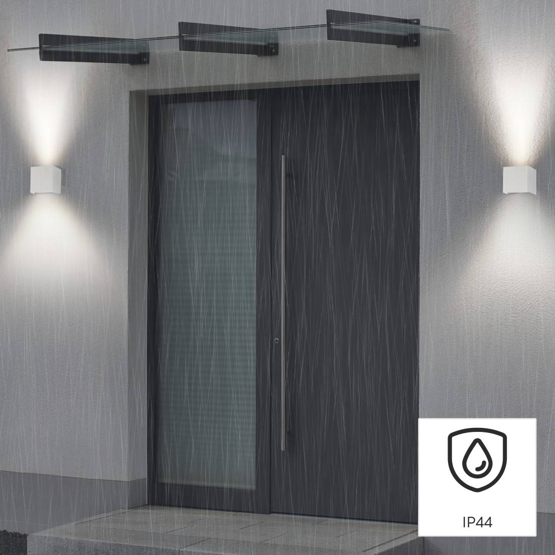 hama 00176607 LED Wandlampe für innen und außen, WLAN, App- u. Sprachsteuerung, Weiß