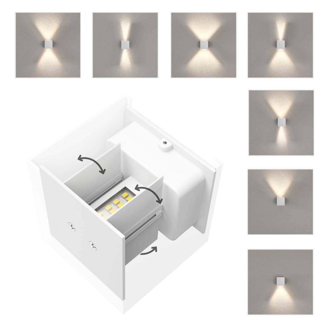 hama 00176607 LED Wandlampe für innen und außen, WLAN, App- u. Sprachsteuerung, Weiß