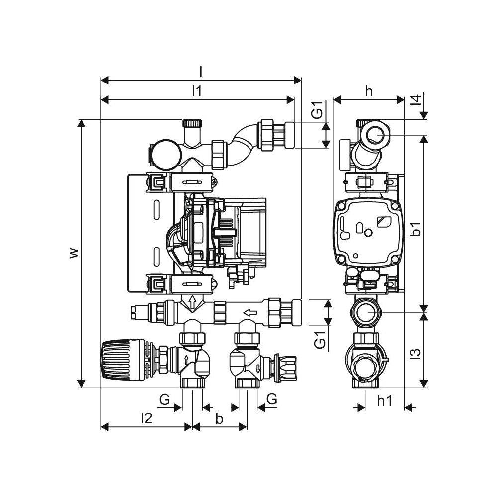 Uponor Fluvia T Pumpengruppe, Push-23-B-W, 1078304