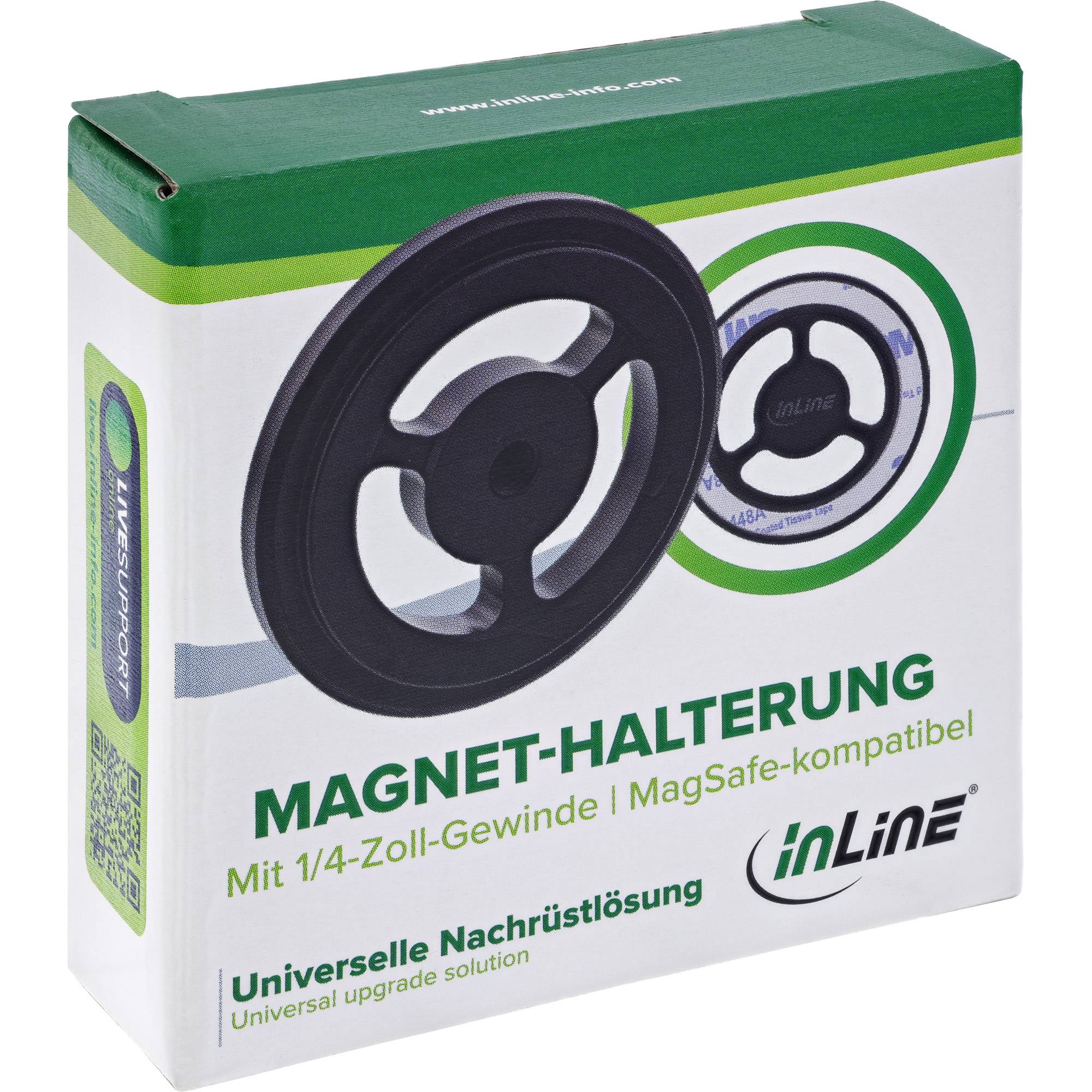 InLine® Magnet-Halterung, MagSafe-kompatibel, 1/4-Gewinde, Aluminium, schwarz Schlösser / Stative