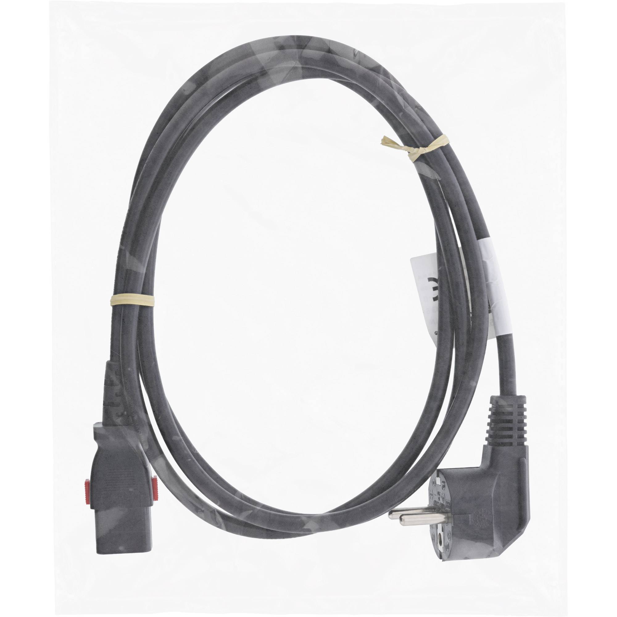 InLine® Netzkabel, Schutzkontakt gewinkelt auf C13 verriegelbar, 5m