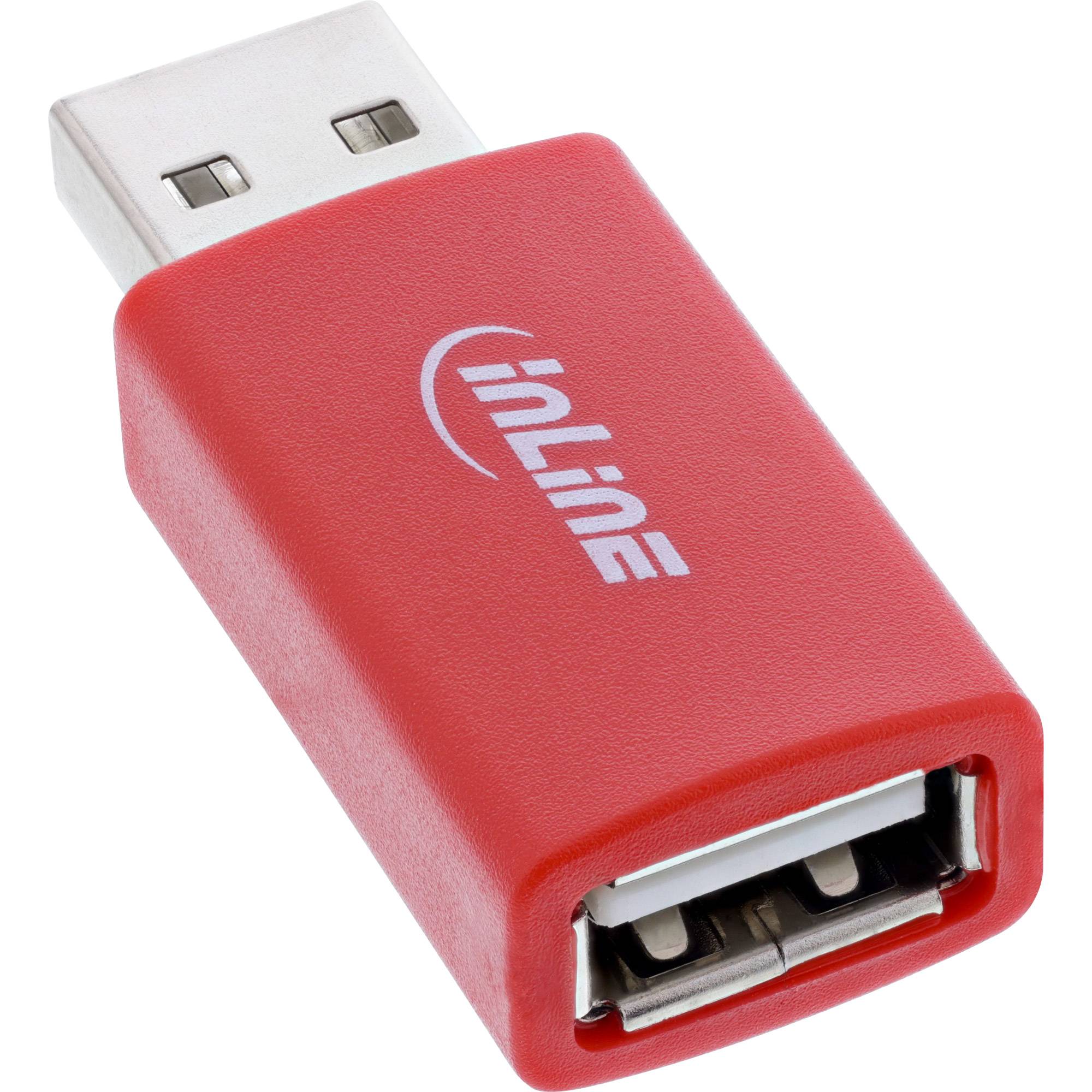 InLine® USB-Datenblocker, Adapter USB-A Stecker an Buchse, 5 V, 1,5 A / Konverter USB