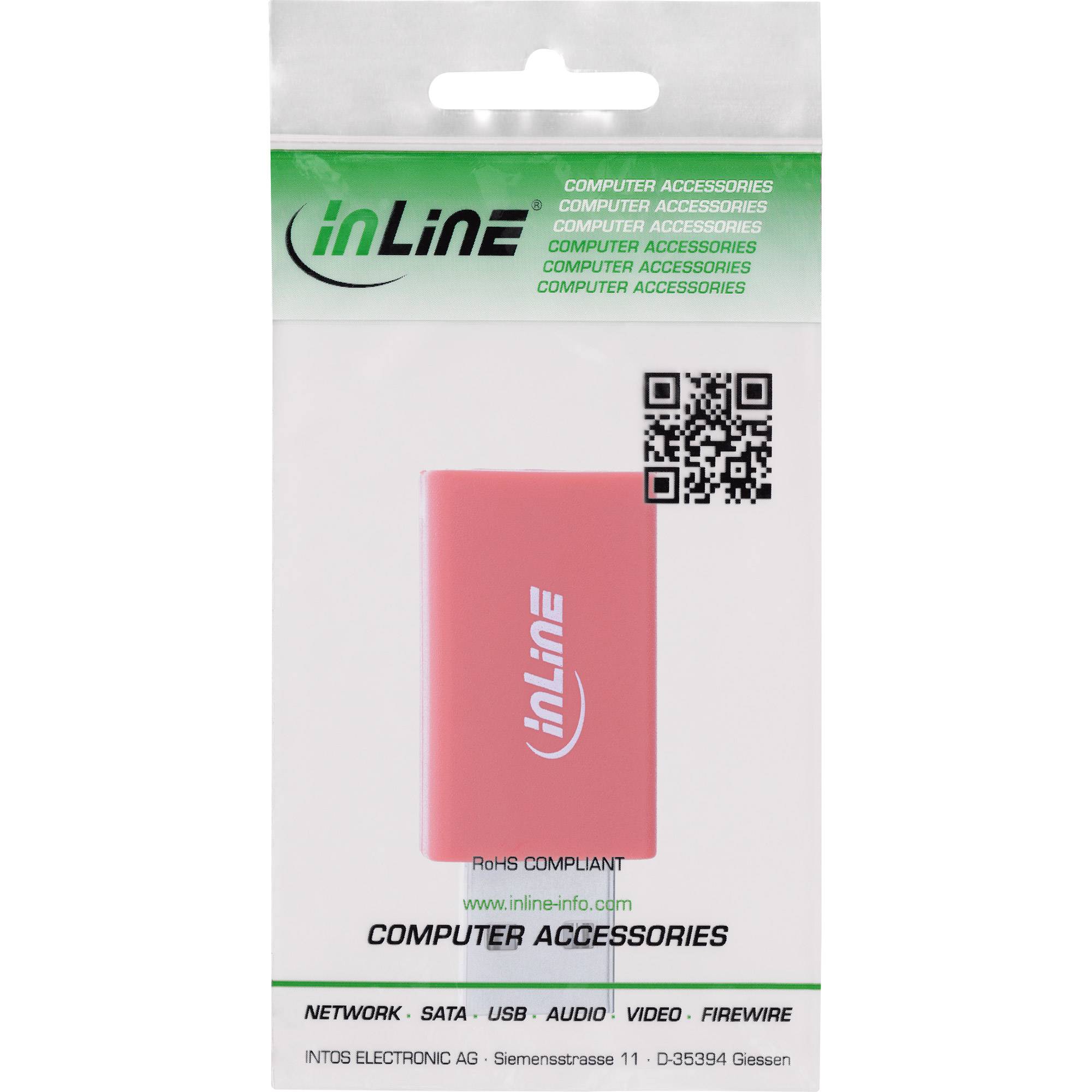 InLine® USB-Datenblocker, Adapter USB-A Stecker an Buchse, 5 V, 1,5 A / Konverter USB