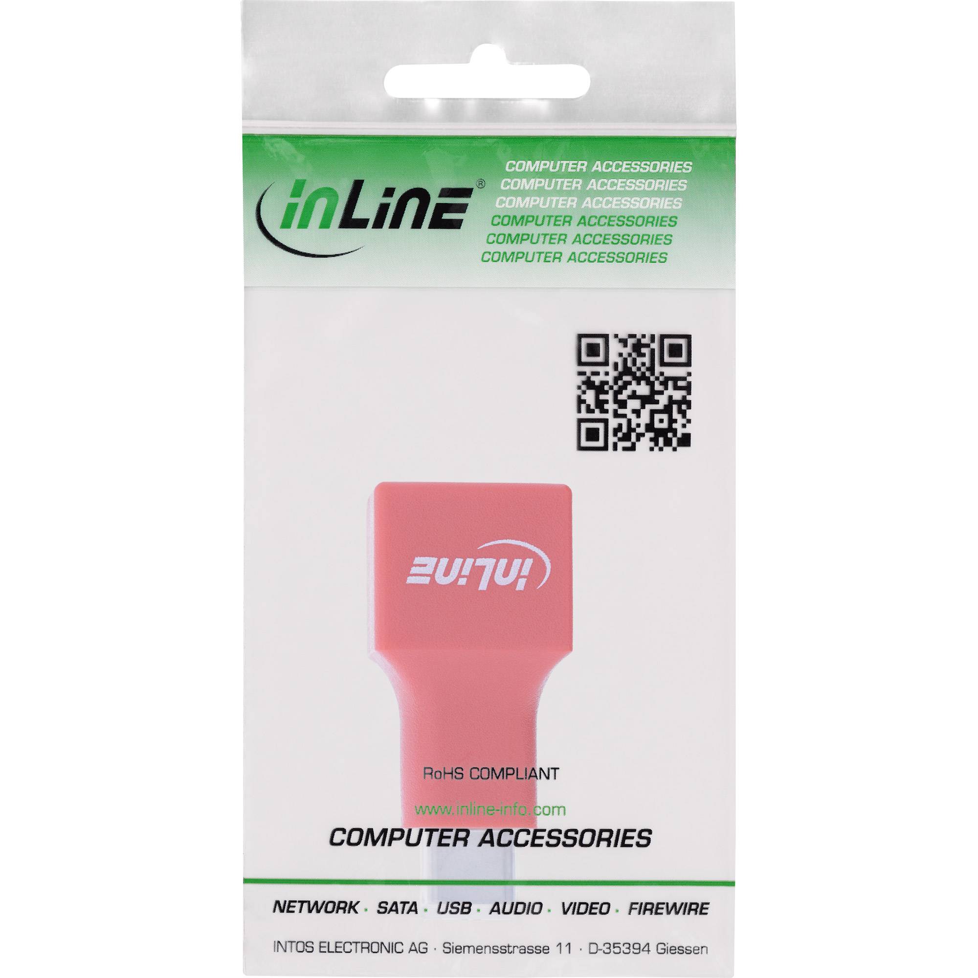 InLine® USB-Datenblocker, Adapter USB-C Stecker an USB-A Buchse, 5 V, 1,5 A / Konverter USB