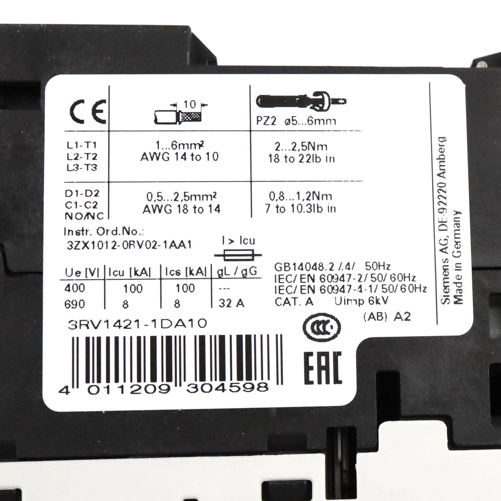 Siemens Leistungsschalter 3RV1421-1DA10 (3RV1421-1DA10)