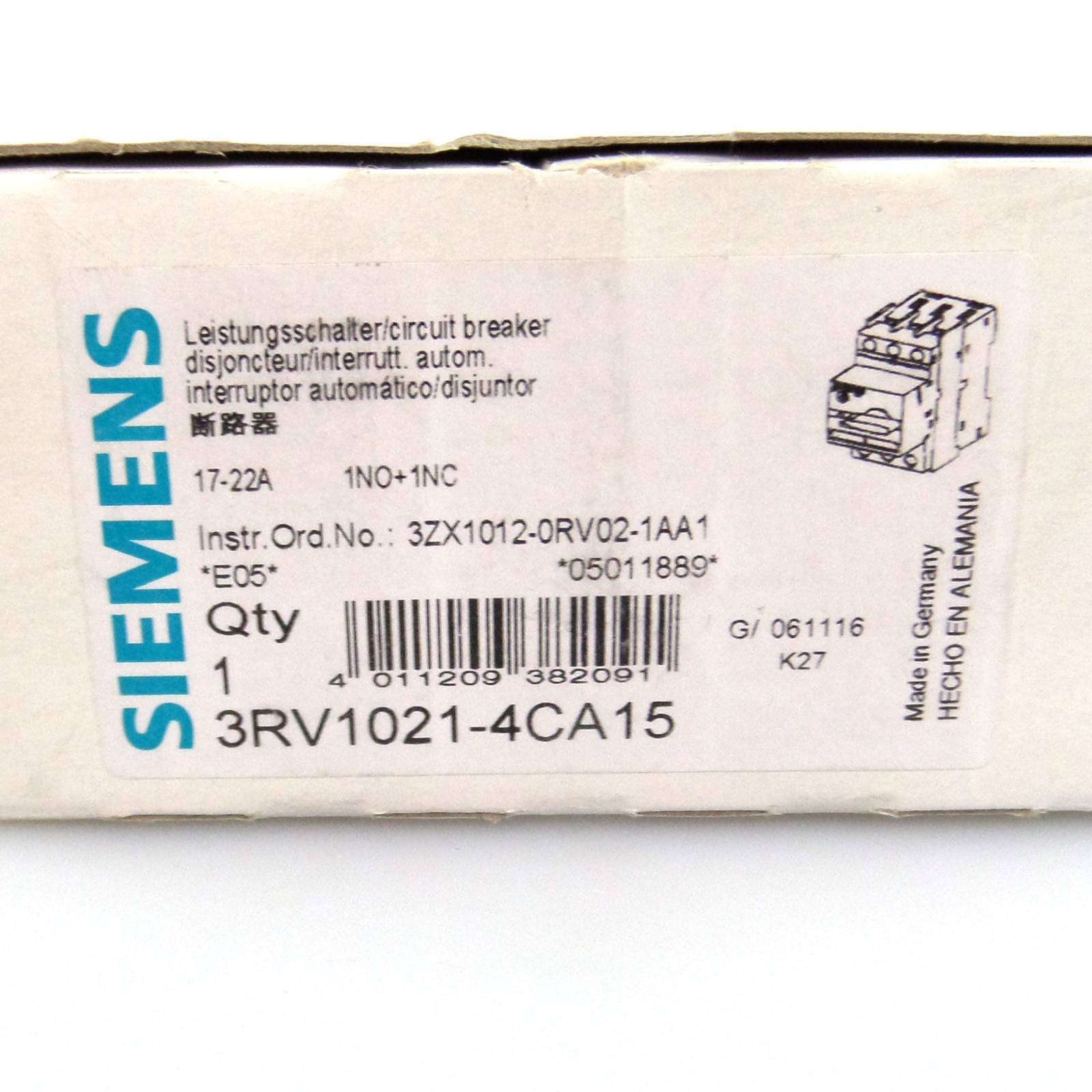 Siemens Leistungsschalter 3RV1021-4CA15 OVP