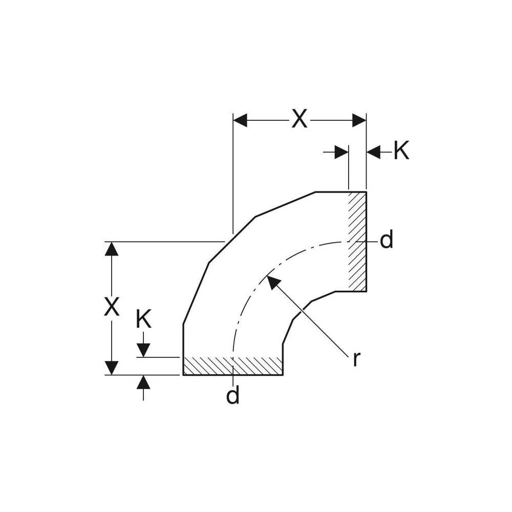 Geberit Segmentbogen 90 Grad, DN 300, 315mm, PE-HD, Schwarz, 372055161